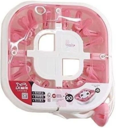 20 Clips Laundry Clothes Hanger Socks Underwear Drying Rack -Pink