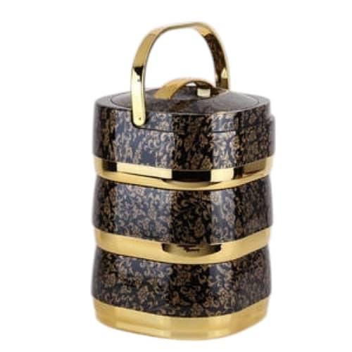 3 Layers Stainless Steel Food Container Insulated Lunch Box Container Food Warmer Hot Pot Food Warmer Container With Handle Picnic Flask Box Tiffin- Multicolor