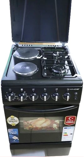 Yes YS-6622GTG 60cmX60cm 2 Gas Burners +2 Electric Plates Free Standing Cooker - Black
