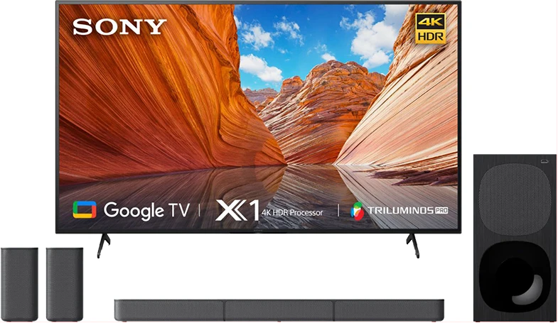 Sony 65-Inch 4K Android Google TV KD65X80 + FREE Sony Sound Bar HTS20R 400W 5.1 Channel - Black