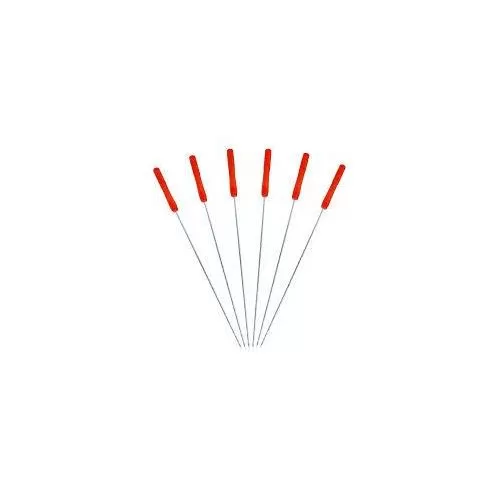 6 Pieces Shish Kebab Needle Sticks Double Ended Stainless Steel Shish Kebab Skewers Flat With Wooden Handle, Reusable Metal Picnic BBQ Barbecue Skewers For Meat, Vegetables For Grilling- Multicolor