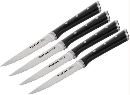 Tefal K232S414 Ice Force Stainless Steel Steak Knifes - Set of 4 - 11cm, Black
