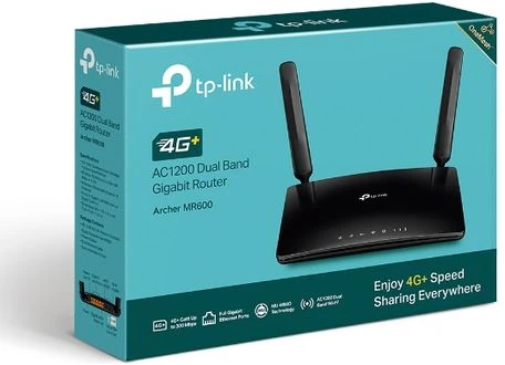 TP-Link Archer MR600 4G+ Cat6 AC1200 Wireless Dual Band Gigabit Simcard Router - Black