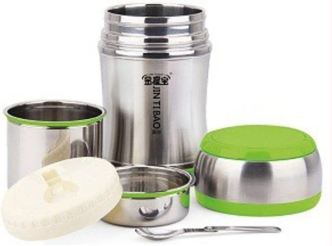 3L Steel Food Flask Lunch Box Storage Container- Silver