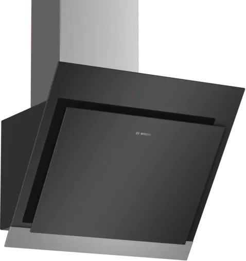 Bosch Serie 4 Wall-mounted Touch Control Angled Cooker Hood 60cm DWK67HM60B Clear Glass Black Printed