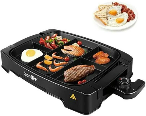 Sonifer Electric Multi Portion Grill Powerful Electric BBQ Grill Cooker SF-6074 -Black