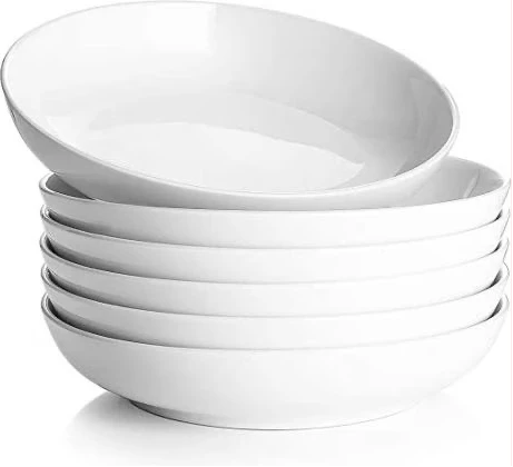 6 Pieces Of Deep Soup Plates Bowls, White