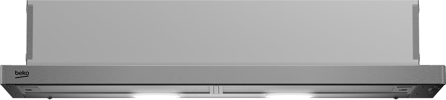 Beko 90cm Telescopic Cooker Hood CTB9250XH, 3 Speeds, LED Lighting, Washable Filters, Silent Operation, Stainless Steel Finish, and Easy Installation for Modern Kitchens, Ceiling Built-in Kitchen Extr