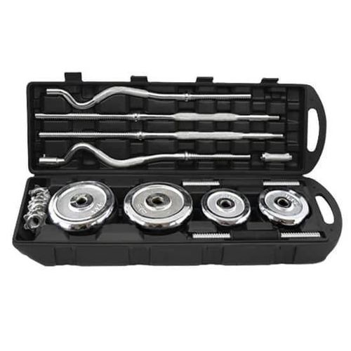 Home Gym 55KG Adjustable Chrome Dumbbell Barbell Set with Carry Case, Versatile Chrome Set with Straight Barbell, Curl Barbell, Home Weight Lifting Dumbbells, Free Weight Set for Men and Women