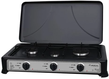 3 Burner Gas Cooker Stove With Lid -Black.