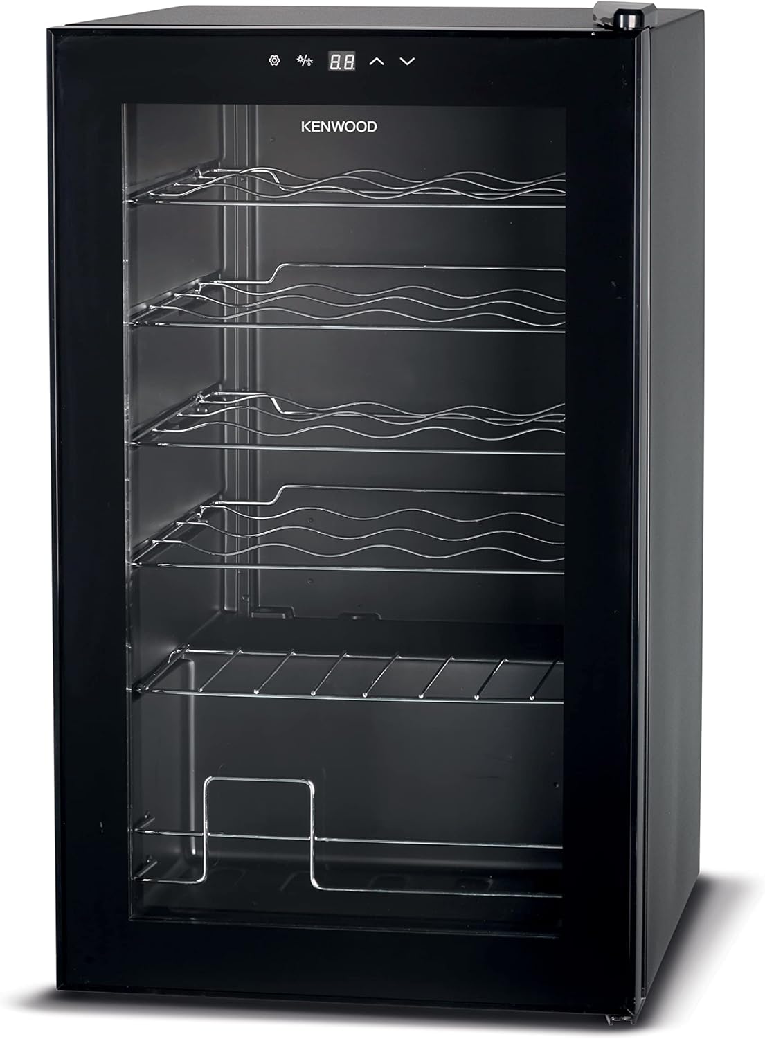 Kenwood 24 Bottles Beverage Cooler BCW24.000BK,  Wine Refrigerator With Smart Temperature Control, Double Glass Door, Blue Light - Black