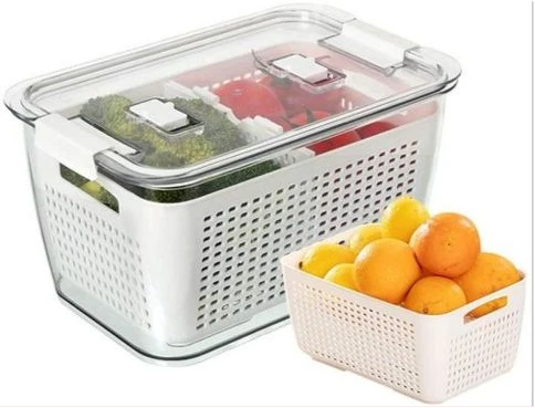 4.5L Refrigerator Organizer Bin Storage Container For Fruits Vegetables, White