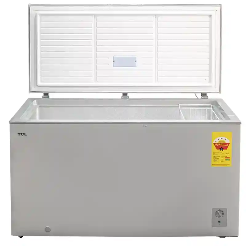 TCL 545L Double Door Chest Freezer F545CF, Mechanical Control, Super Freezing Function, Storage Basket, External Handle with Lock - Grey