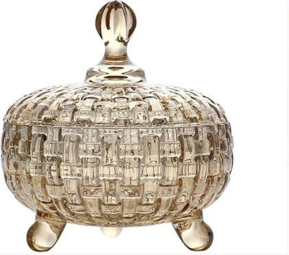 Glass Sugar Bowl/Candy Storage Jar-Brown