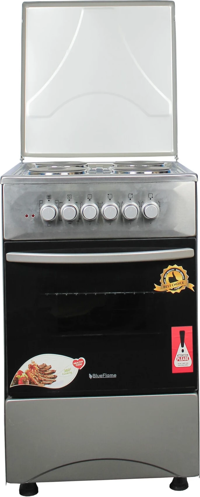 Blueflame Full Electric Cooker C504E-I 50 X 50cm, 4 Electric Plates, Electric Oven, Thermostat, Oven Lamp - Inox