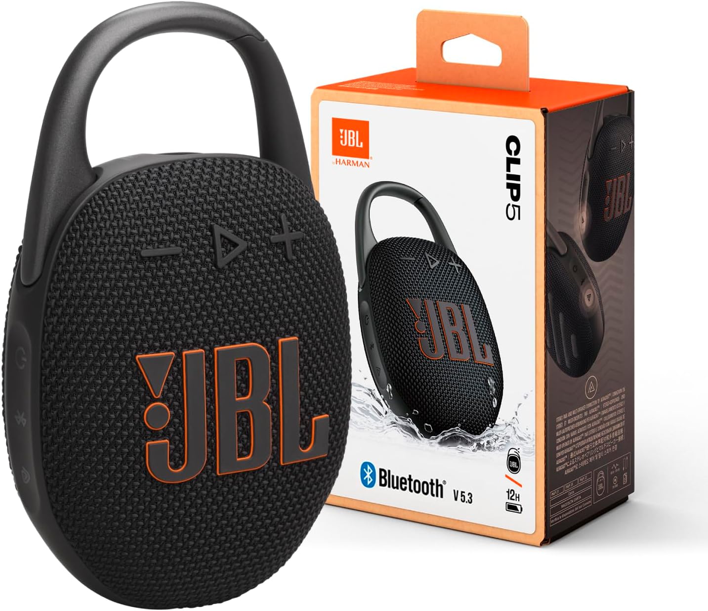 JBL Clip 5 - Ultra-Portable, Waterproof & Dustproof Bluetooth Speaker, Big Pro Sound with Punchy bass, Integrated Carabiner, Up to 12 Hours of Play, Made in Part with Recycled Materials