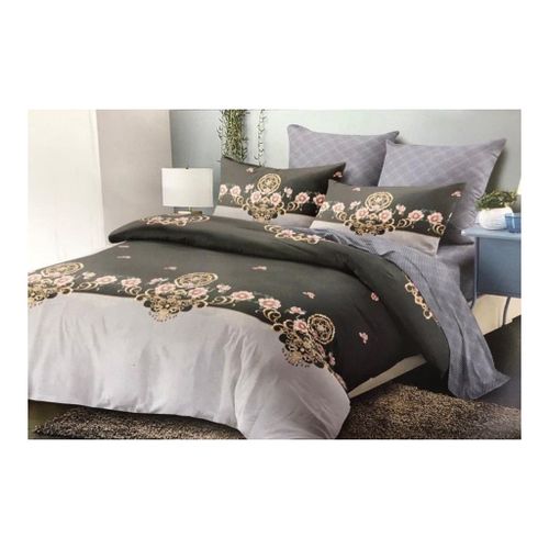 6*6 Bedcover,1Bedsheet & 2Pillowcases - Green - White