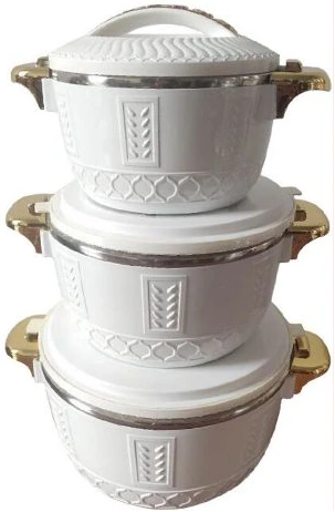 3Pc Food Warmer Dishes Thermal Insulation Hot Pot Casserole Lunch Boxes - Multicolors