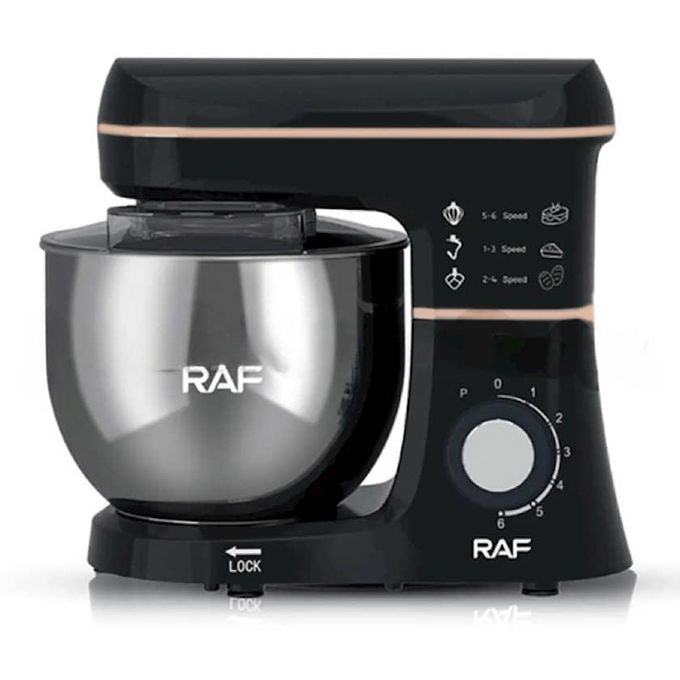 RAF 12 Litres Kitchen Electric Stand Mixer Tilt-Head Food Mixers Stainless Steel with Dough Hook Flat Beater Wire Whisk Splash Guard for Baking Electric Kitchen Mixers - Black