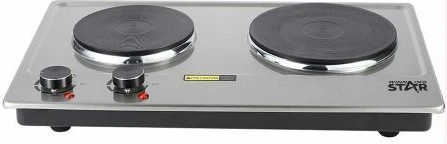 Winningstar Double Burner Heater Hot Plate Electric Stove Cooker, 1500W Silver