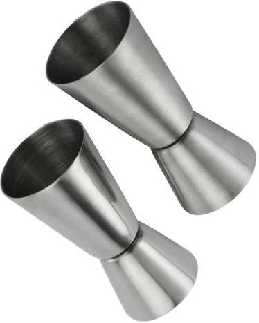 2PC Jigger Spirit Cocktail Alcohol Bar Double Shot Measure Cup 25/50 ML- Silver.