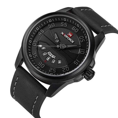 Naviforce Analog And Dated Waterproof Watch - Black