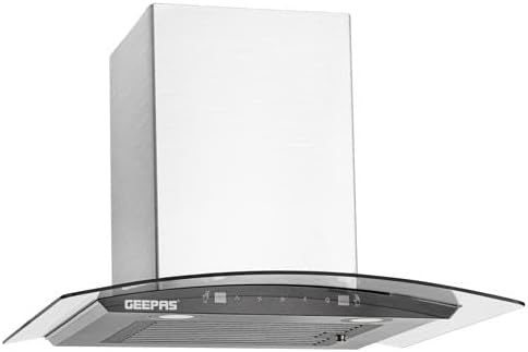 GEEPAS 60CM Slim Cooker Hood With Charcoal Filter/ Chimney With 750 m3/Hour Suction, 3 Speeds, 2X1.5 Watts LED, Baffle Filter, 230 W Motor, Digital Touch Panel, Stainless Steel Finish Body 230 W GHD60