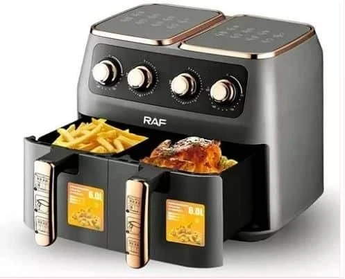 12 Litre Air Fryer Grill With 2 Independent Baskets- Silver