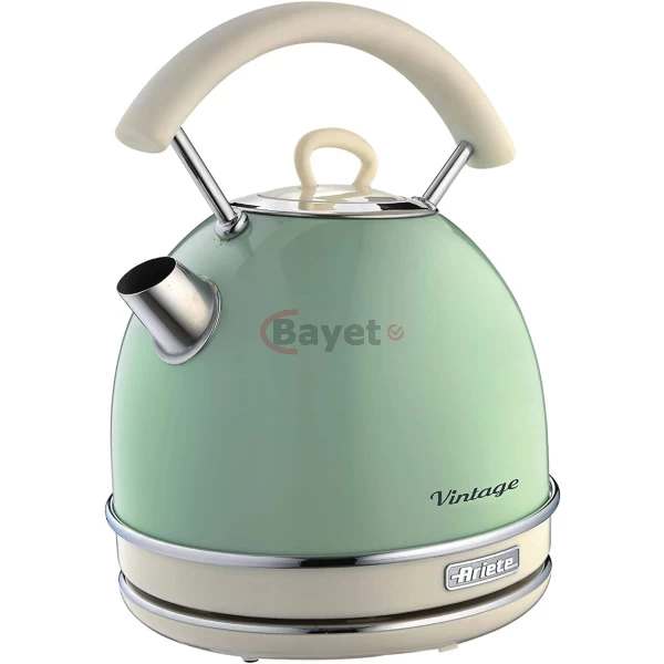 Ariete 2877 Retro Style Cordless Dome Kettle, Filter, 1.7 Litre Capacity, Vintage Design – Green
