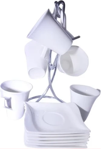 6 Pieces Of Cups And 6 Saucers -White.