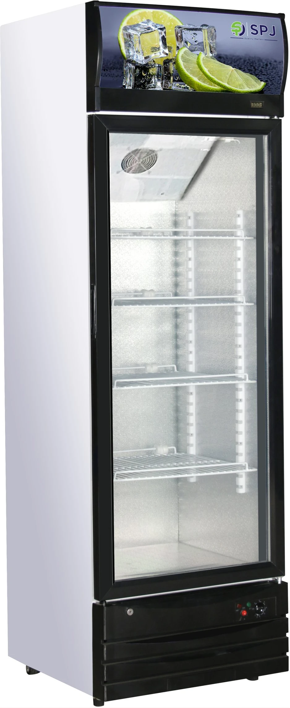 SPJ 430-Litres Single Display Cooler SCCBLS-430C015; Vertical Display Chiller, Single Door Showcase Display Refrigerator