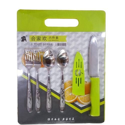 Kitchen Set With 2 Table spoons 2 Forks Kitchen Peeling knife Slicer And Plastic Chopping Board With It's Cover