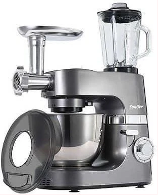 Sonifer 7 L 6 Speed 3 in 1 Food Mixer Professional Commercial Blender Stand Mixer Meat Grinder For Home - Silver