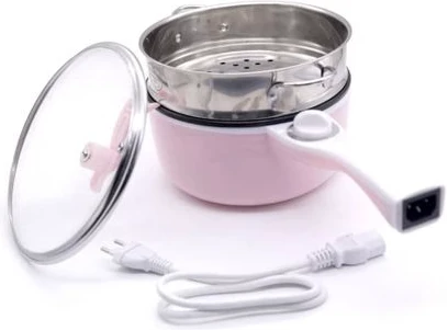 Electric Steaming, Boiling, Frying Pan Saucepans,1.6 Litres-Pink