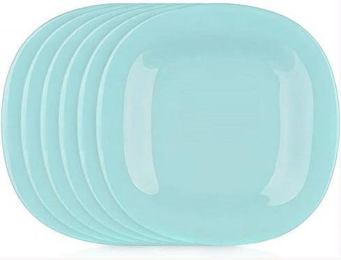 Luminarc 6 Pieces Of Luminarc Square Plain Design Dinner Plates - Green