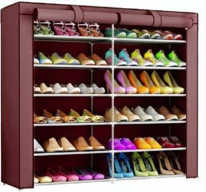 12 Layer Foldable & Collapsible Shoe Rack Metal Collapsible Shoe Stand (Brown, 12 Shelves, DIY(Do-It-Yourself))