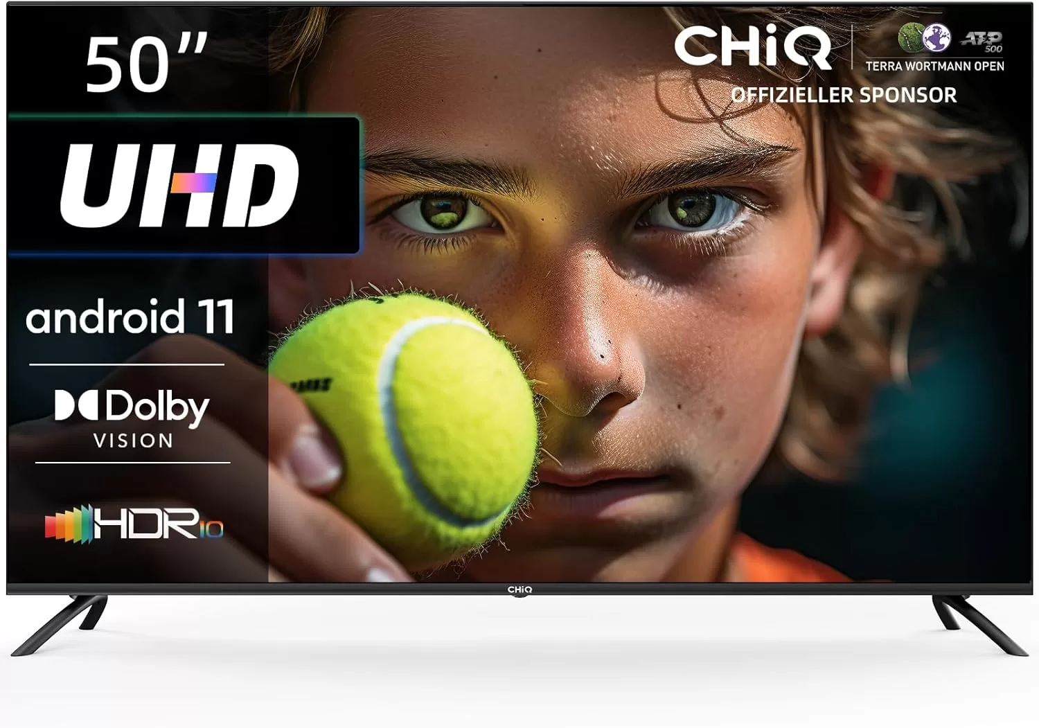 CHiQ 50 Inch 4K UHD HDR Android Smart LED TV U50G7P; With Inbuilt Free To Air Decoder, Bluetooth, USB, HDMI, Youtube, Netflix, Prime Video, Chromecast Built-In, HDR, Dolby Audio - Black (3YRs WRTY)