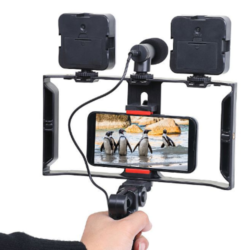Plokama PK-778 Vlogger Cellphone Video Kit, LED Mobile Camera Photography, Tripod, LED Flashlight, Microphone, Phone Holder, Remote Control