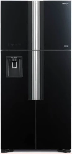 Hitachi 600 - Litres French Door Refrigerator, Inverter Compressor + Water Dispenser RW800PUN7GGR - Glass Black