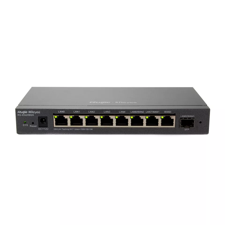 Ruijie RG-EG209GS Desktop 9-Port Cloud Managed Router, 9-Port Design, Cloud Management, Firewall Protection And VPN Support,  10G SFP+ Port