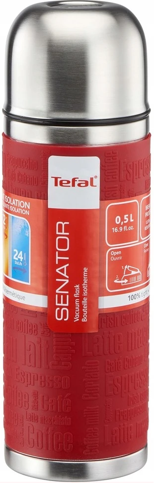 Tefal Senator 0.5L Portable Travel Vacuum Flask K3068214 – Red