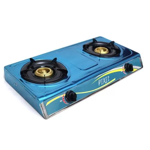 Pixel PIX-01 Stainless Steel Double Burner Gas Stove Silver
