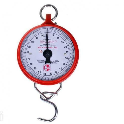 Hanson Heavy Duty Portable, Hook Type 100Kg Weighing Scale, Red