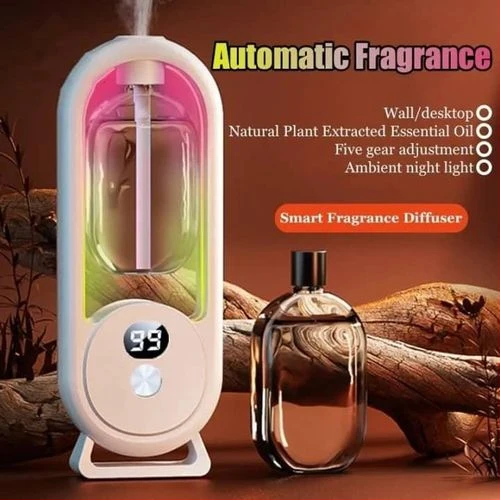 Wall Mounted Digital Display Air Freshener Aroma Diffuser Essential Oil Diffuser Auto Fragrance Dispenser Smell Eliminate Rechargeable Perfume Machine House Toilet Bathroom Remove Air Purifier Flowerd