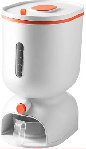 5.5 KG Airtight Rice Dispenser, Sealed Grain Container With Lid And Measuring Cup Cereal Bucket- White.