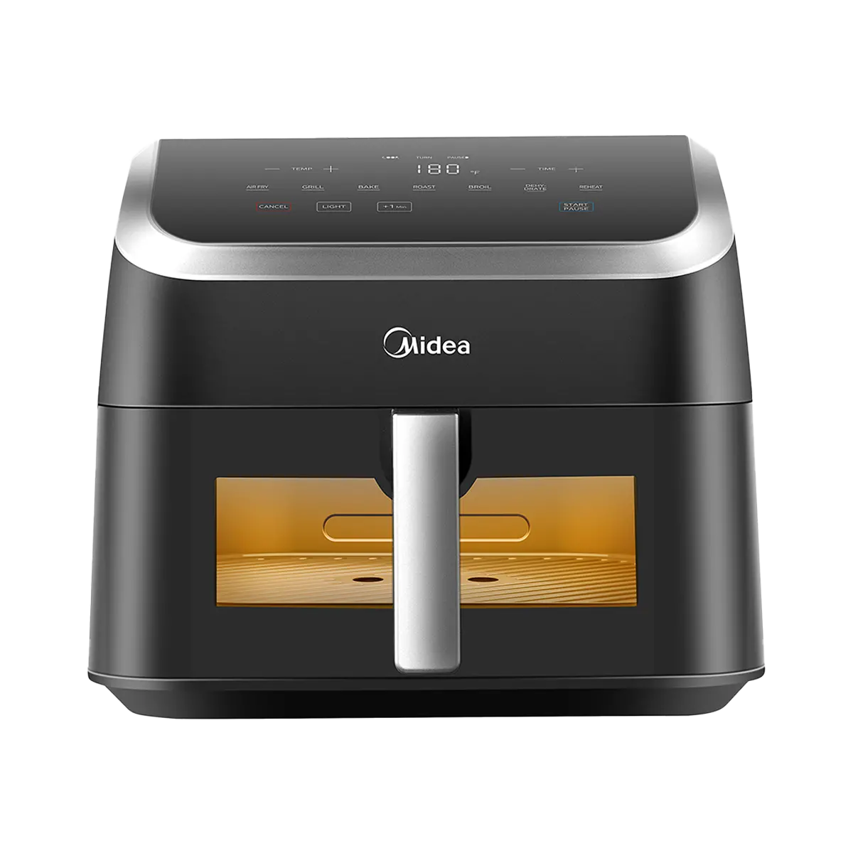 Midea 9L Air Fryer MF-CY85WK, Widemax +30%, One-Touch Presets, HeatXpress Technology 57% Increase In cooking Efficiency, See-Thru, Metal Inner Shell, Fluorine-free Coating, Safe And Healthy - Black