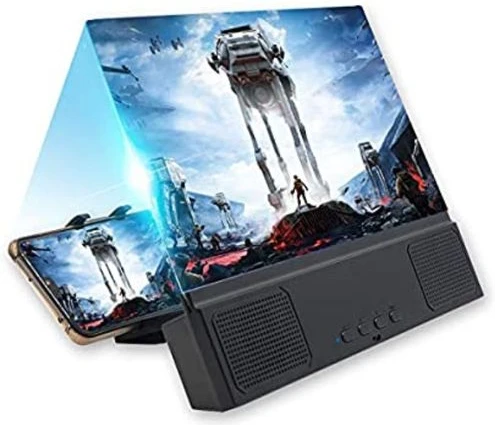 12'' 3D Mobile Phone Screen Magnifier Amplifier With Bluetooth Speaker, Black