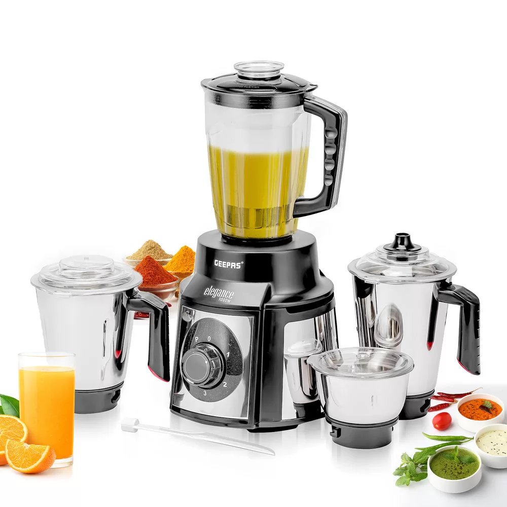 Geepas GSB5457 5-In-1 'ELEGANCE' Wet & Dry Mixer Grinder 1000W