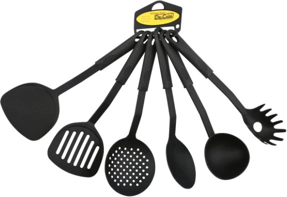 Delcasa DC1343 Nylon Cooking Utensils, 6 PCS - Black