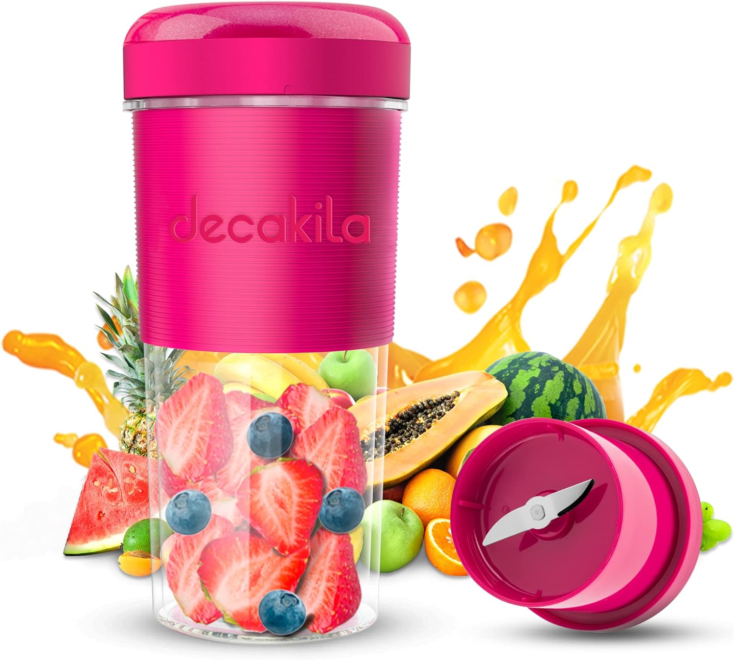 DECAKILA KMJB012P Portable Blender for Shakes and Smoothies, Non-Slip Handshake Design (Pink)